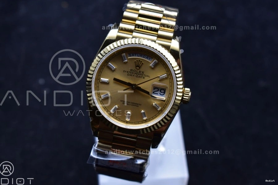 Diamond 904L QF with on vr3255 Dial (Gain Bracelet V5 YG Gold 36 Best Weight) DayDate Edition Steel President Stick 0425